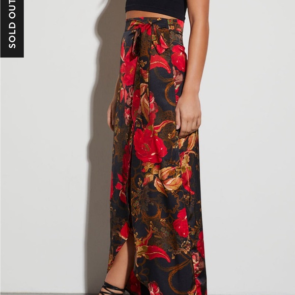 VICI Collection Black Floral Wrap Skirt - Picture 3 of 5